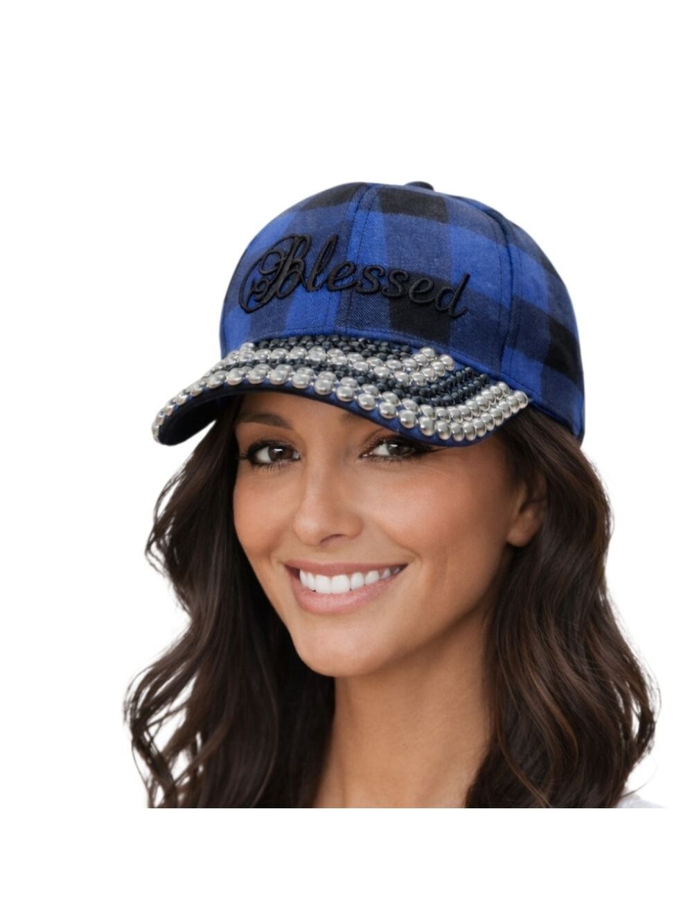 Ashley Stewart "Blessed"  Blue Buffalo Embellishrd Cap